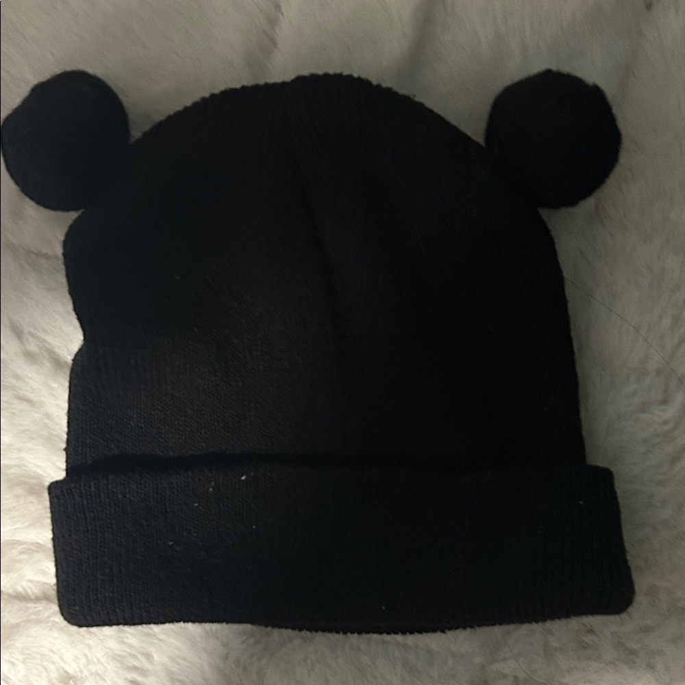Kids Black Pom-Pom Beanie